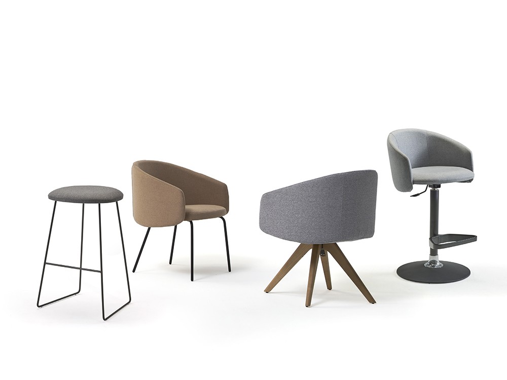 Silla Blur PH de asiento tapizado y patas de metal negro de Doos - 5