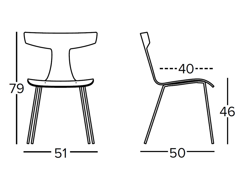 Silla de comedor Karen PH con asiento de fresno y patas de metal de Doos - 3
