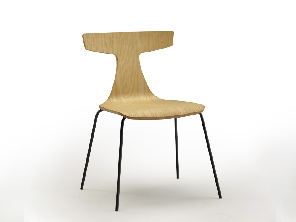 Silla de comedor Karen PH con asiento de fresno y patas de metal de Doos - 1