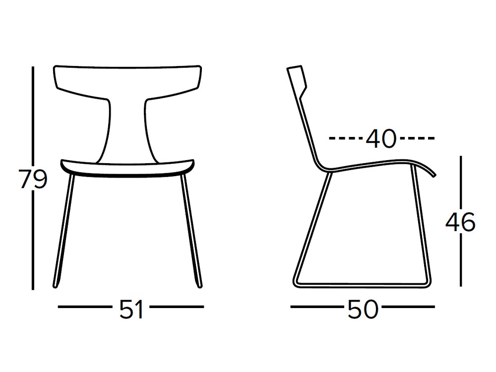 Silla Karen PP con asiento de fresno y patas tipo trineo de metal de Doos - 4