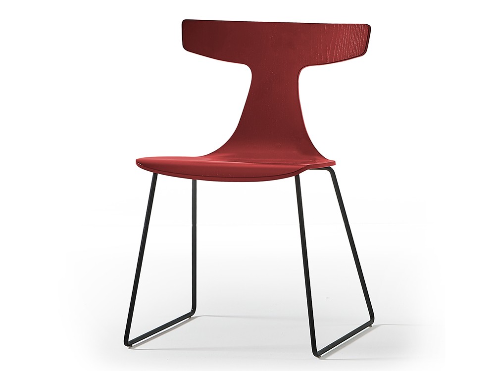 Silla Karen PP con asiento de fresno y patas tipo trineo de metal de Doos - 6