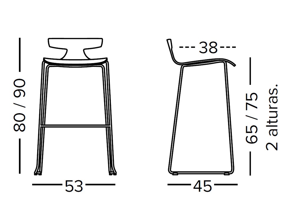 Taburete alto Karen con asiento de fresno y patas de metal epoxy de Doos - 3