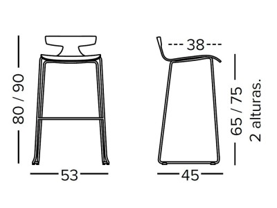 Taburete alto Karen con asiento de fresno y patas de metal epoxy de Doos - 3
