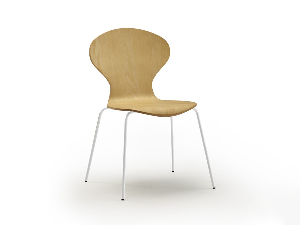 Silla de comedor Dalia PH con asiento en contrachapado de fresno y patas de metal epoxy de Doos  - 2