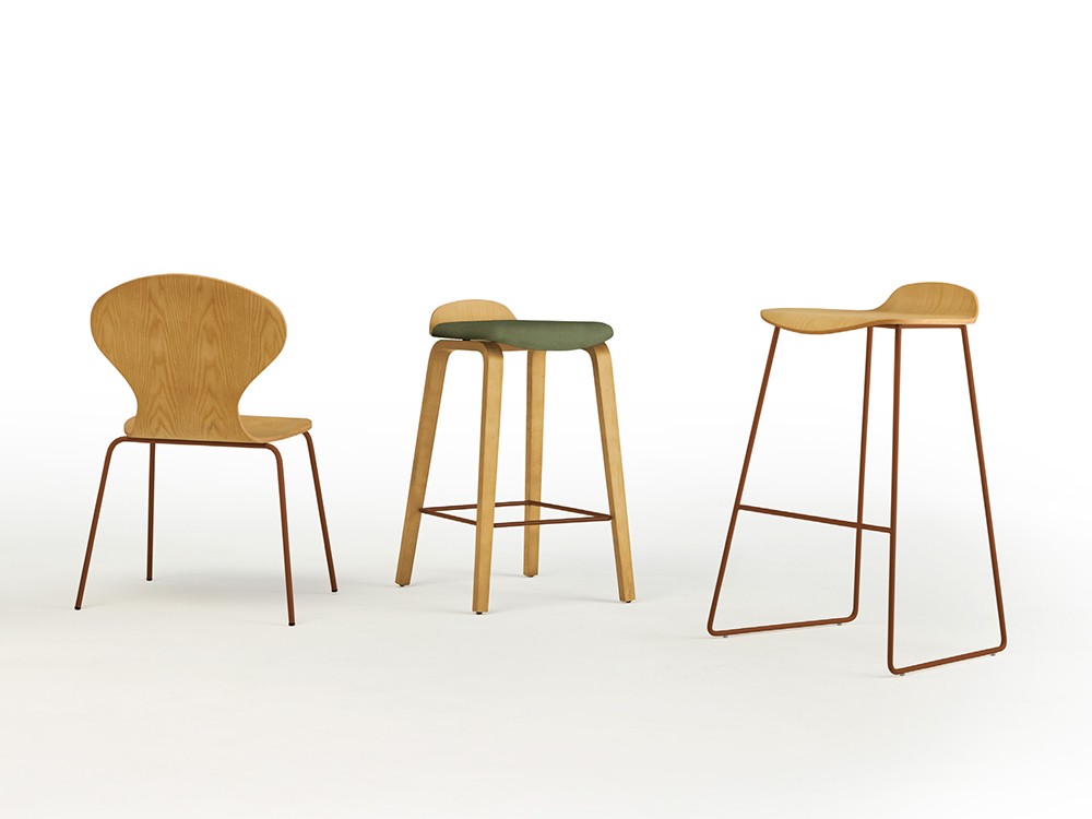 Silla de comedor Dalia PH con asiento en contrachapado de fresno y patas de metal epoxy de Doos  - 4