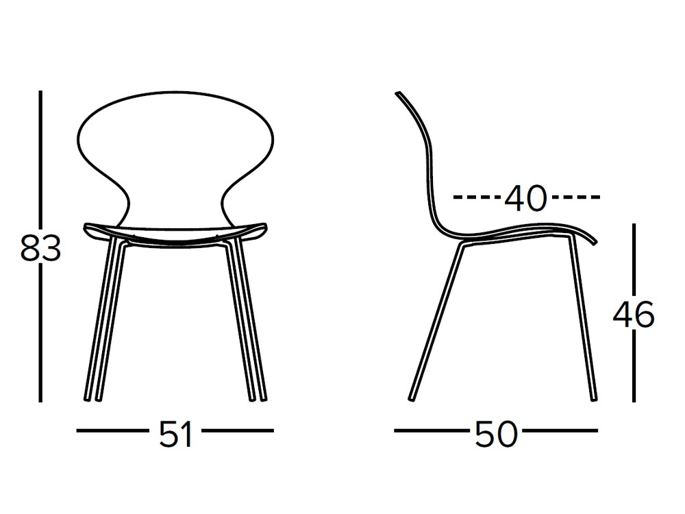 Silla de comedor Dalia PH con asiento en contrachapado de fresno y patas de metal epoxy de Doos  - 3