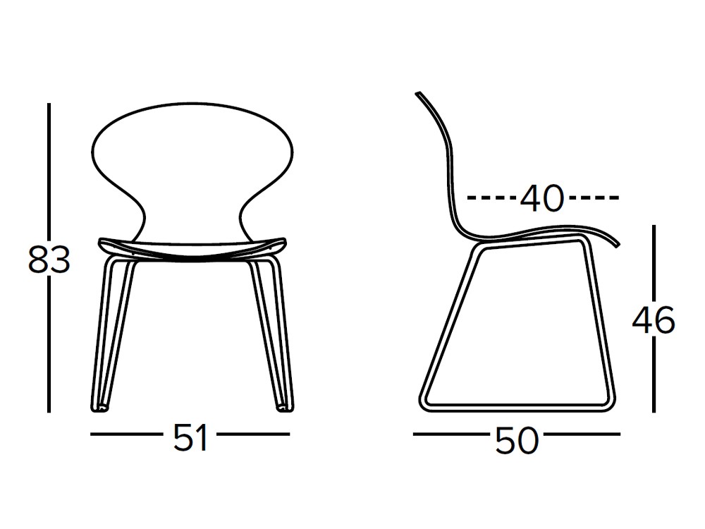 Silla de comedor Dalia PP con asiento de contrachapado de fresno y patas tipo patín de metal Doos - 3
