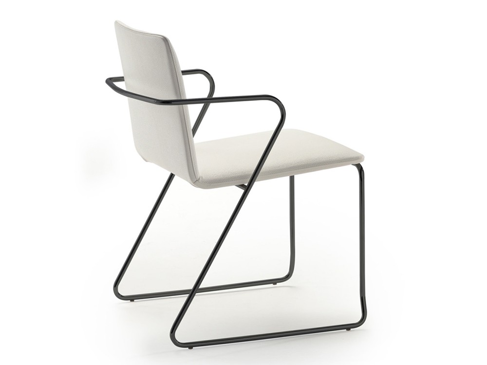 Silla de comedor Zeta tapizada con patas de tubo de metal de Doos - 2