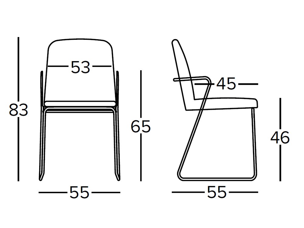 Silla de comedor Zeta tapizada con patas de tubo de metal de Doos - 4