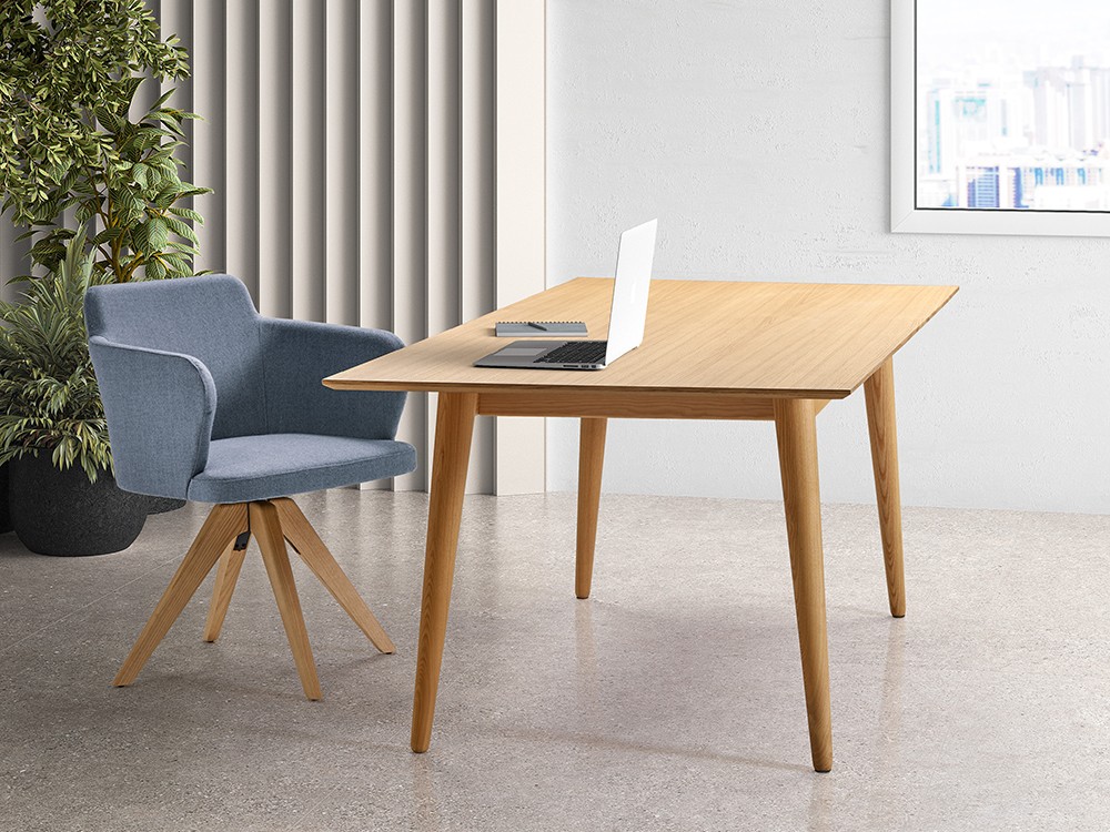 Mesa de comedor fija Evolve en madera de fresno tintado de Doos - 5