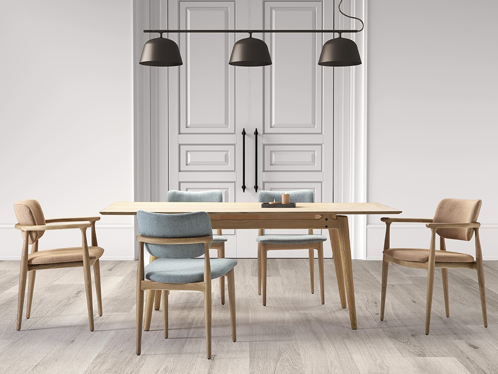 Mesa de comedor fija Evolve en madera de fresno tintado de Doos - 1