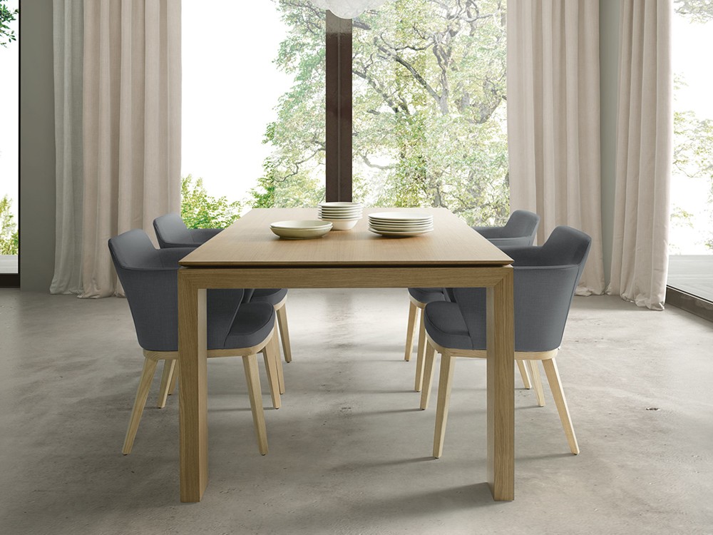 Mesa de comedor extensible Global en chapa roble o nogal de Doos - 1