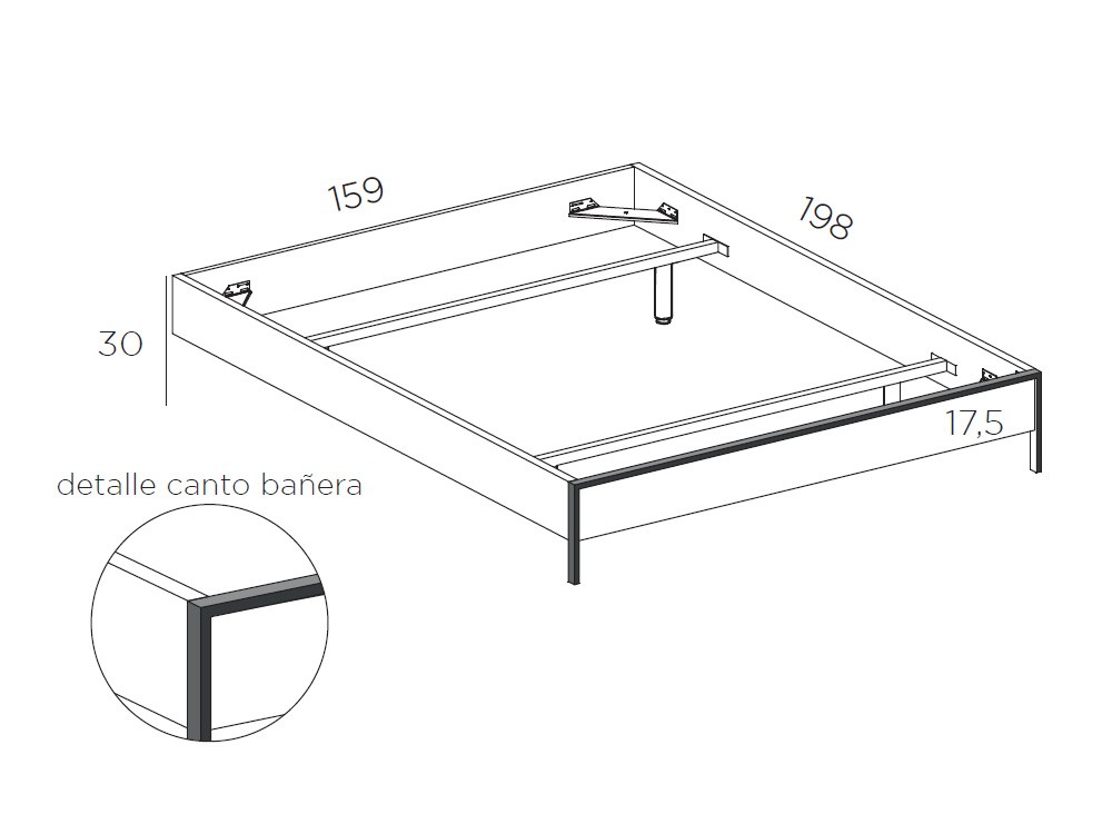Dormitorio Lutton Tempo de Tegar Mobel con cabecero corrido, bañera y dos mesitas de noche - 4
