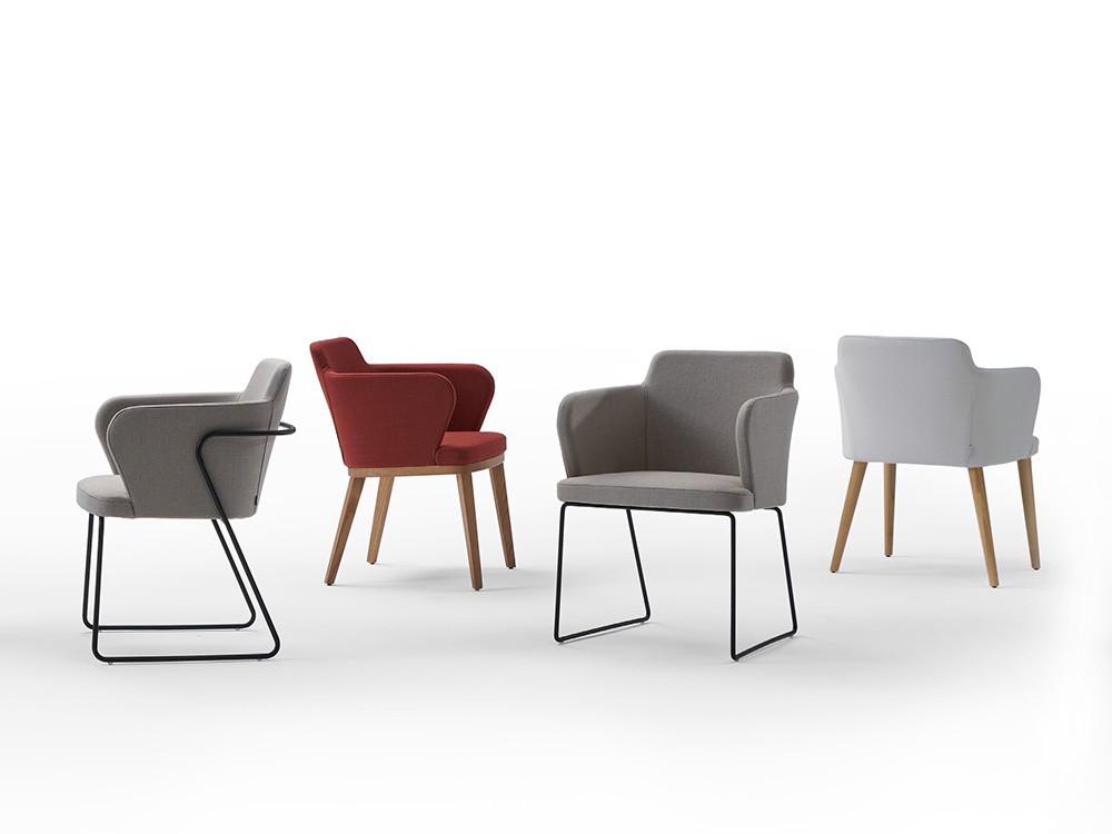 Sillón tapizado giratorio Evia GA con auto-retorno tapizada de Doos - 2