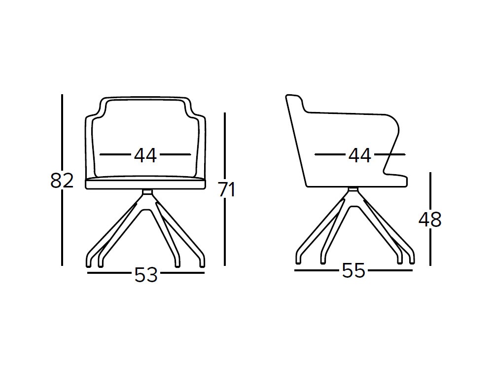 Sillón tapizado giratorio Evia GA con auto-retorno tapizada de Doos - 3