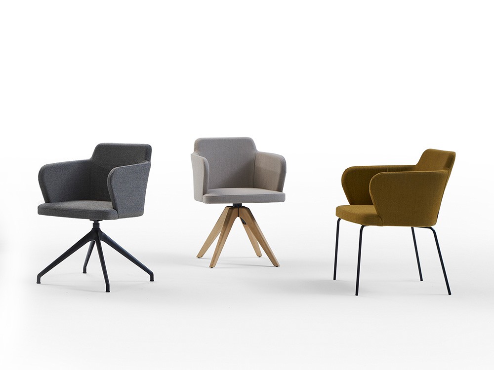 Sillón tapizado giratorio con ruedas y altura regulable Evia GR Doos - 2