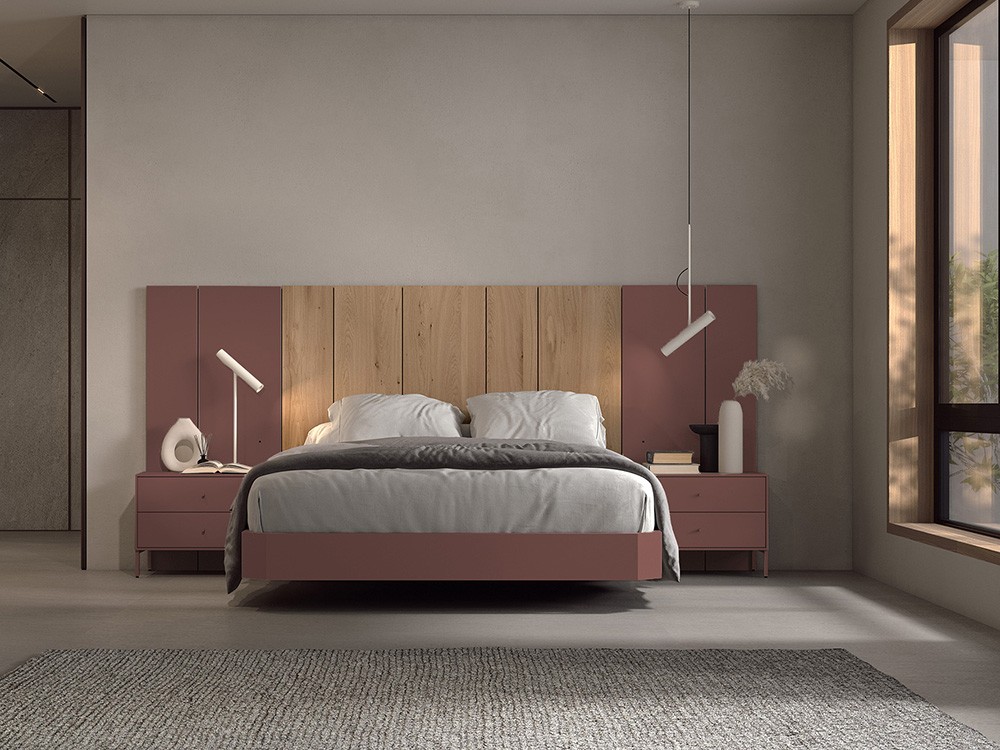 Dormitorio Lutton Tempo 02 con cabecero corrido, bañera y dos mesitas de noche de Tegar Mobel - 3