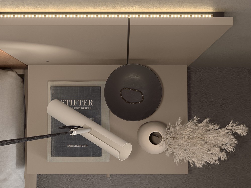 Dormitorio Lutton Tempo 02 con cabecero corrido, bañera y dos mesitas de noche de Tegar Mobel - 2