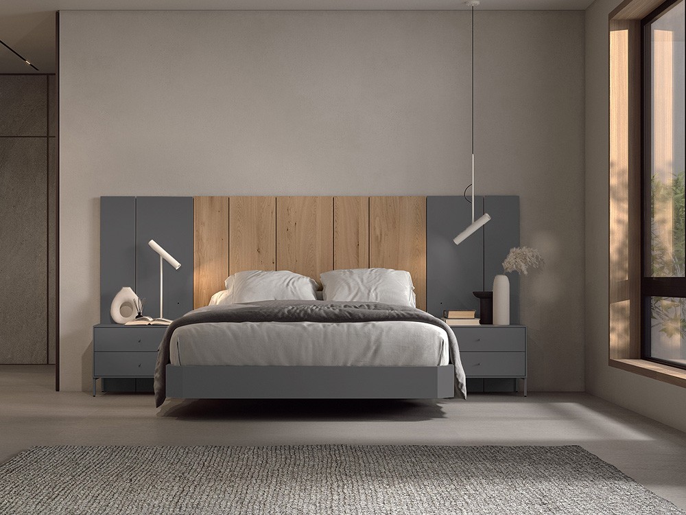 Dormitorio Lutton Tempo 02 con cabecero corrido, bañera y dos mesitas de noche de Tegar Mobel - 4