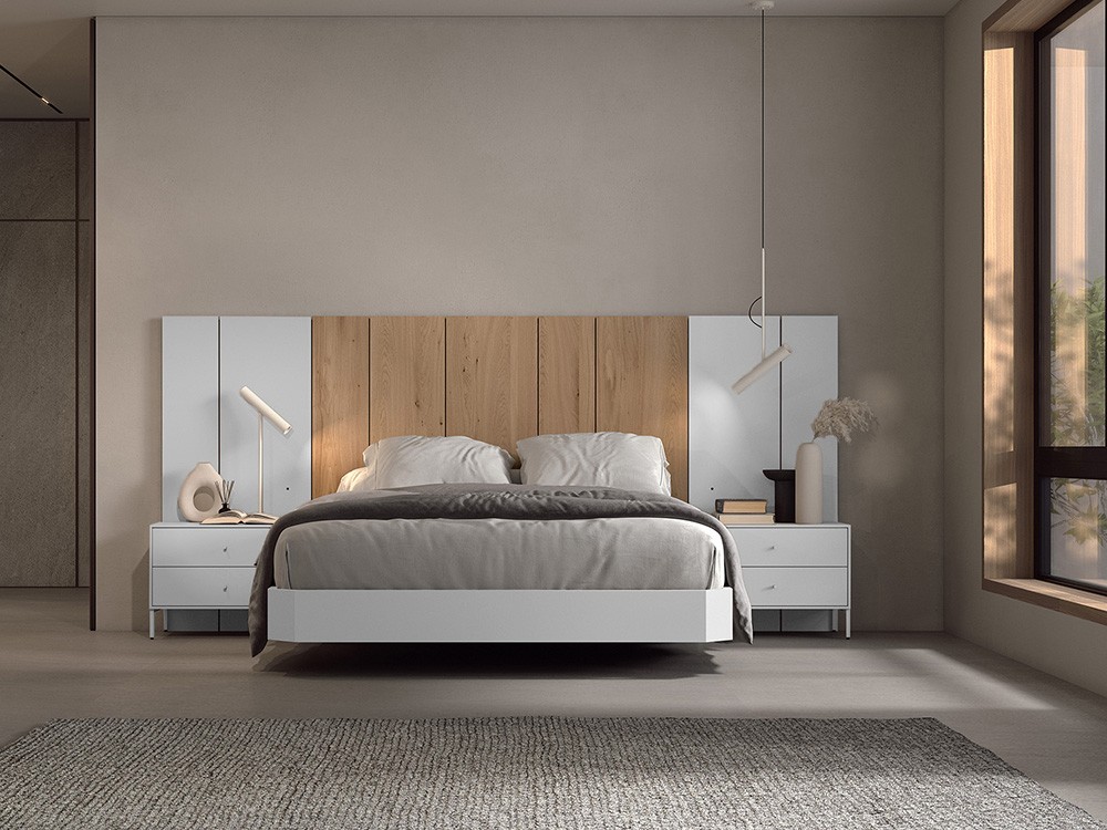 Dormitorio Lutton Tempo 02 con cabecero corrido, bañera y dos mesitas de noche de Tegar Mobel - 6