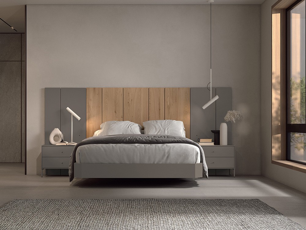 Dormitorio Lutton Tempo 02 con cabecero corrido, bañera y dos mesitas de noche de Tegar Mobel - 7