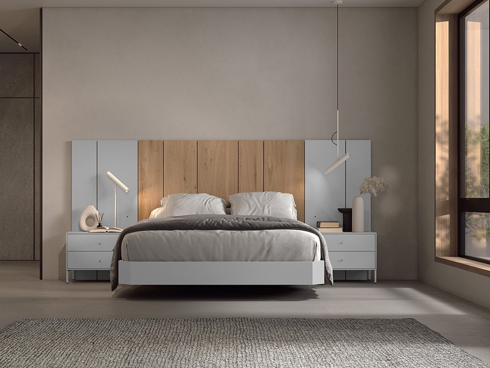 Dormitorio Lutton Tempo 02 con cabecero corrido, bañera y dos mesitas de noche de Tegar Mobel - 9