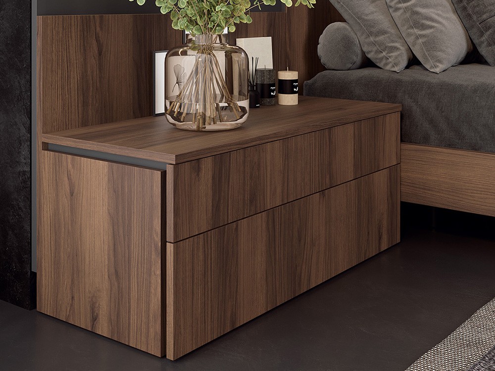 Dormitorio Roma Tempo 03 con cabecero corrido con luz led, bañera y dos mesitas de noche Tegar Mobel - 3