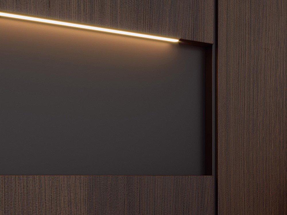 Dormitorio Roma Tempo 03 con cabecero corrido con luz led, bañera y dos mesitas de noche Tegar Mobel - 5