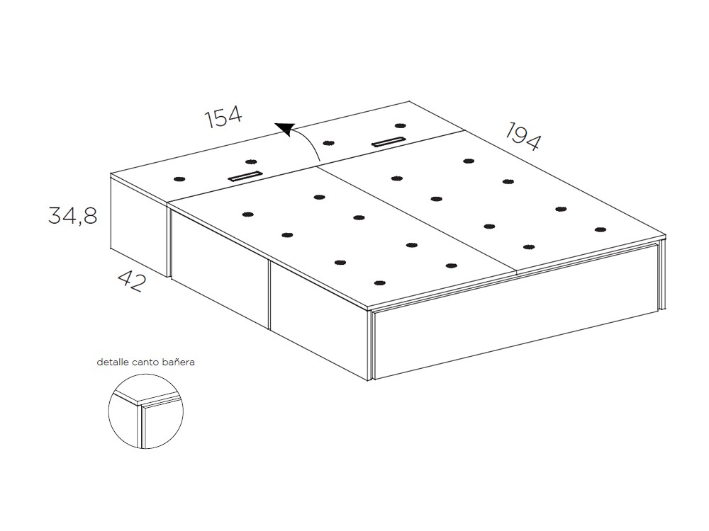 Dormitorio con bañera con arcón y cajones Roma Tempo 04 con mesitas de noche y cabecero corrido de Tegar Mobel - 9