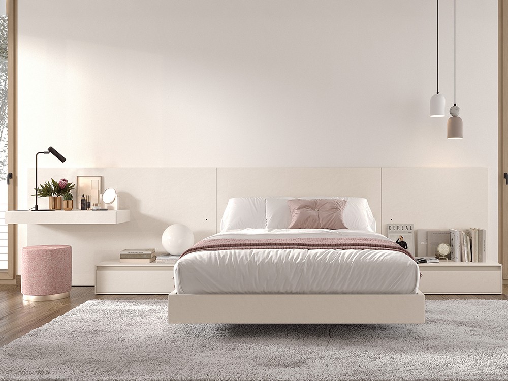 Dormitorio Berlín Tempo 04 con cabecero corrido con tocados, dos mesitas de noche y bañera de Tegar Mobel - 2