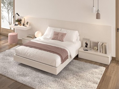 Dormitorio Berlín Tempo 04 con cabecero corrido con tocados, dos mesitas de noche y bañera de Tegar Mobel - 1