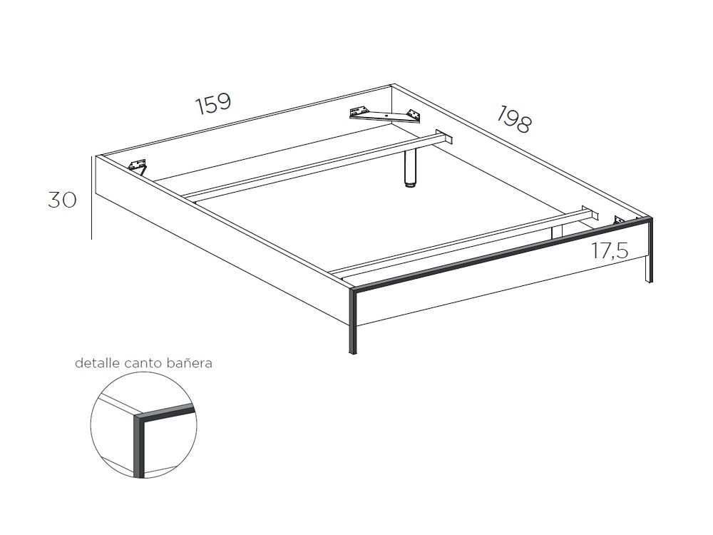 Dormitorio Berlín Tempo 06 con cabecero corrido, dos mesitas de noche, sifonier y bañera de Tegar Mobel - 5