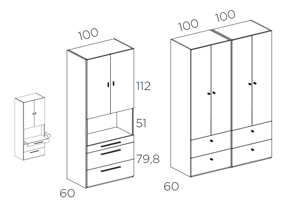 Armario con escritorio Tempo 08 composición modular personalizable de Tegar Mobel - 4
