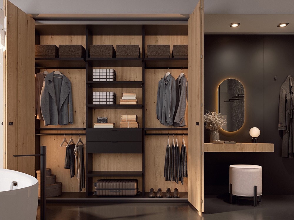 Armario puertas plegables Tempo 09 con interior vestido y luz led de Tegar Mobel - 2