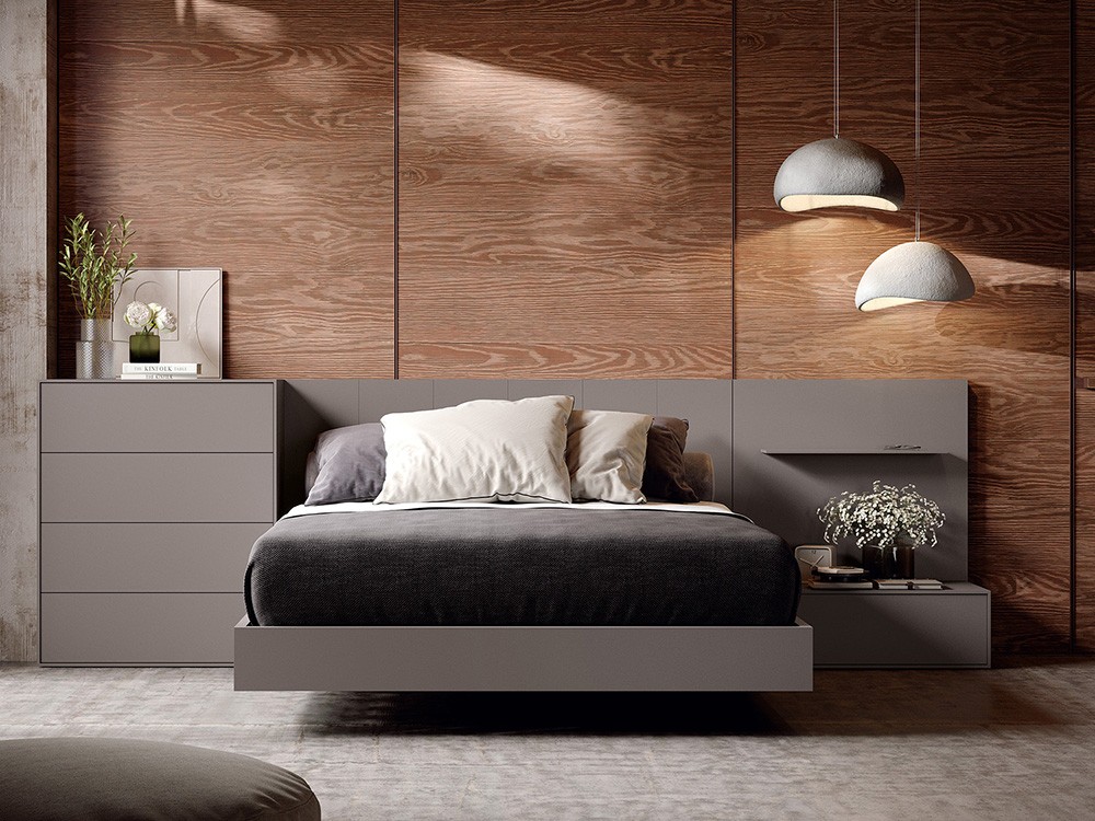 Dormitorio BCN Berlín Tempo 10 con cabecero corrido con estante, sifonier, mesita de noche y bañera de Tegar Mobel - 1