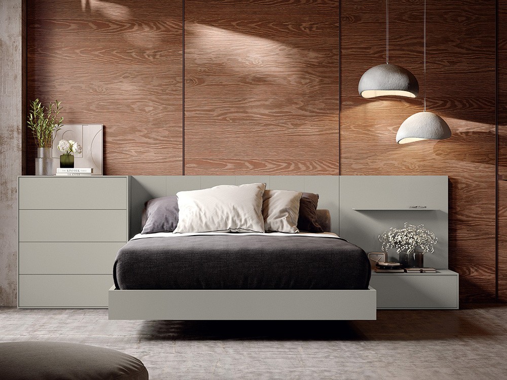 Dormitorio BCN Berlín Tempo 10 con cabecero corrido con estante, sifonier, mesita de noche y bañera de Tegar Mobel - 3