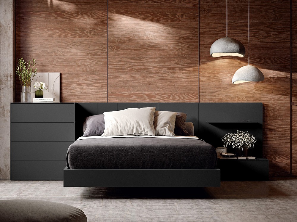 Dormitorio BCN Berlín Tempo 10 con cabecero corrido con estante, sifonier, mesita de noche y bañera de Tegar Mobel - 5