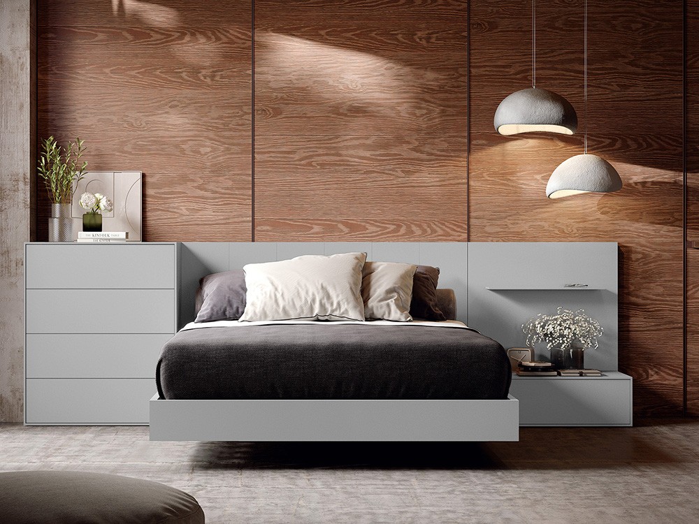 Dormitorio BCN Berlín Tempo 10 con cabecero corrido con estante, sifonier, mesita de noche y bañera de Tegar Mobel - 6