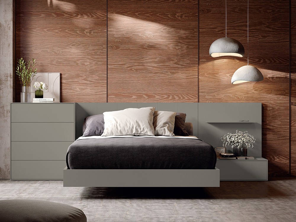 Dormitorio BCN Berlín Tempo 10 con cabecero corrido con estante, sifonier, mesita de noche y bañera de Tegar Mobel - 7