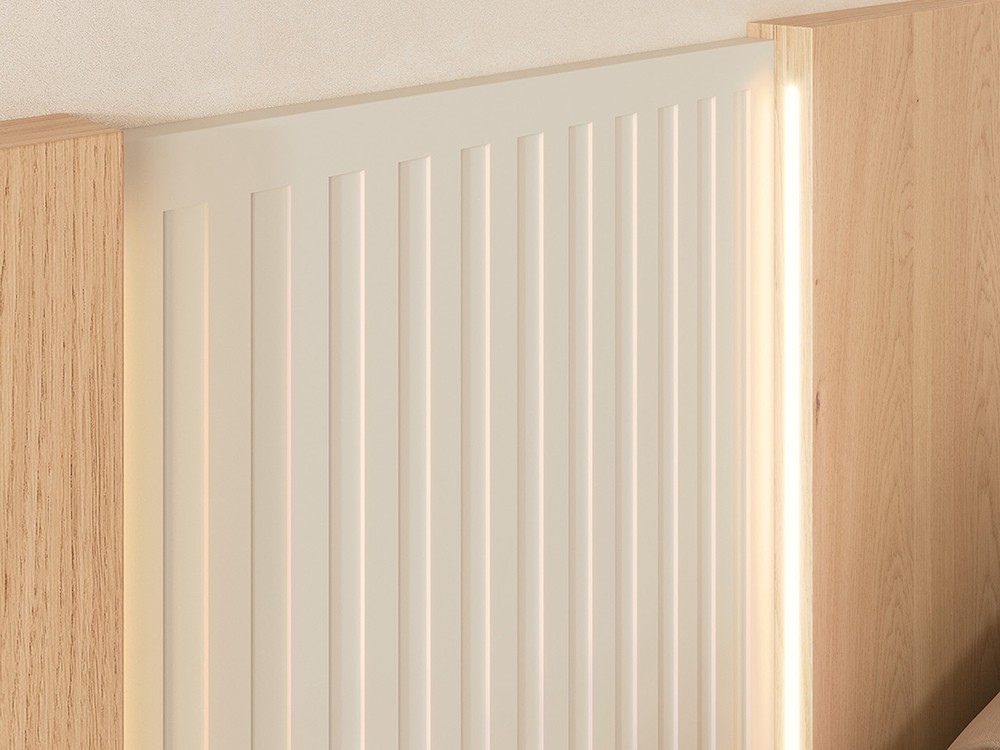 Dormitorio Palma Tempo 11 de cabecero corrido con luz led, dos mesitas de noche y arcón elevable Tegar Mobel - 3