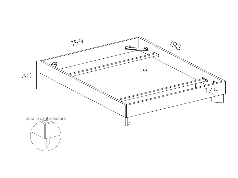 Dormitorio Ter Tempo 13 con cabecero corrido con luz led, mesitas de noche y bañera con patas diagones Tegar Mobel - 6