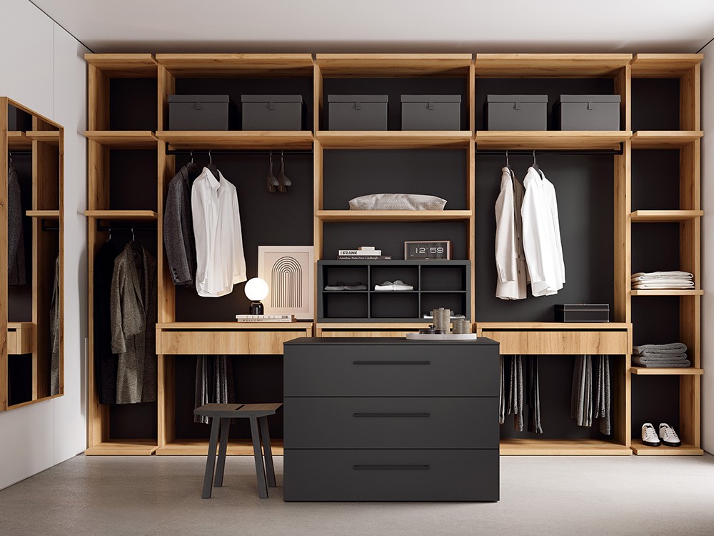 Vestidor abierto con isla y espejo Tempo 16 de Tegar Mobel - 1