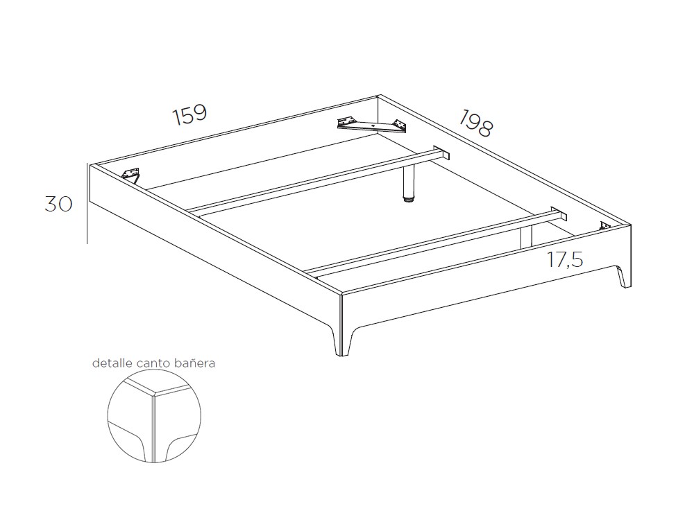 Dormitorio Liso Ribbon Tempo 17 con cabecero corrido con luz led, mesitas y bañera de Tegar Mobel - 5
