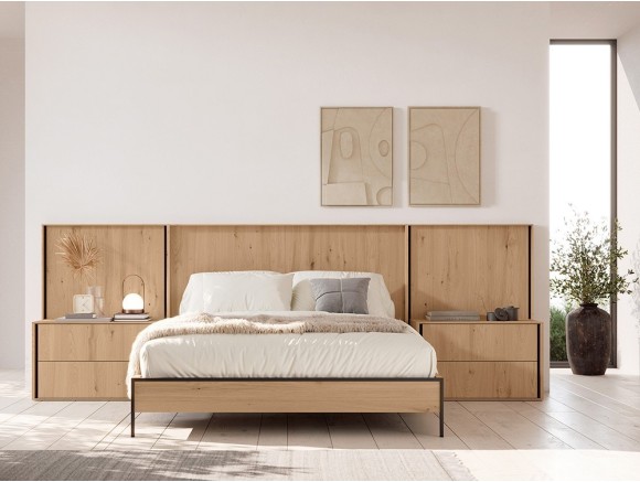 Dormitorio Persia Wood Tempo 19 con cabecero corrido con luz led, mesitas y bañera de Tegar Mobel - 1