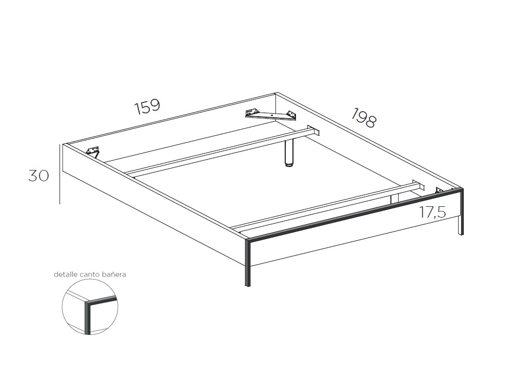 Dormitorio Persia Wood Tempo 19 con cabecero corrido con luz led, mesitas y bañera de Tegar Mobel - 6