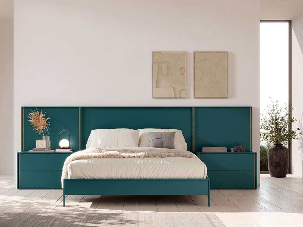 Dormitorio Persia Tempo 19 con cabecero corrido, mesitas y bañera de Tegar Mobel - 1