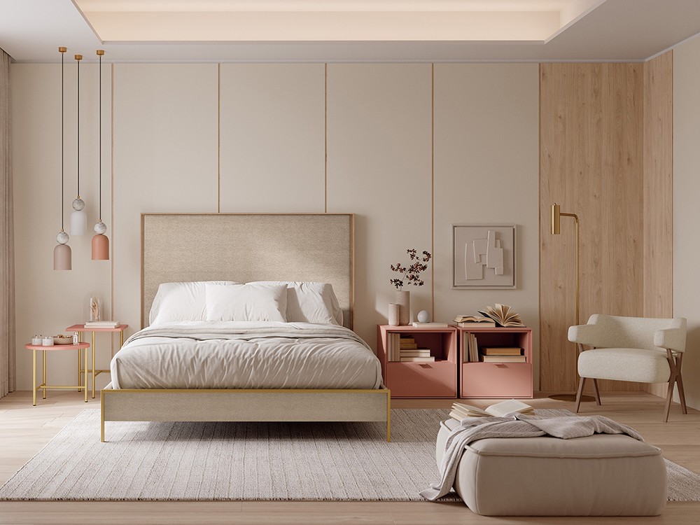 Cama Persia tapizada Tempo 20 con cabecero y bañera de Tegar Mobel - 4