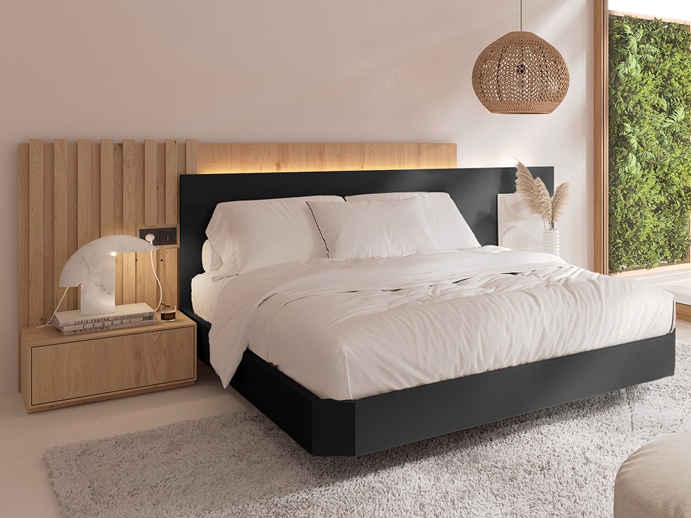 Dormitorio Evoque Tempo 21 con cabero corrido con luz led, mesitas de noche y bañera de Tegar Mobel - 7