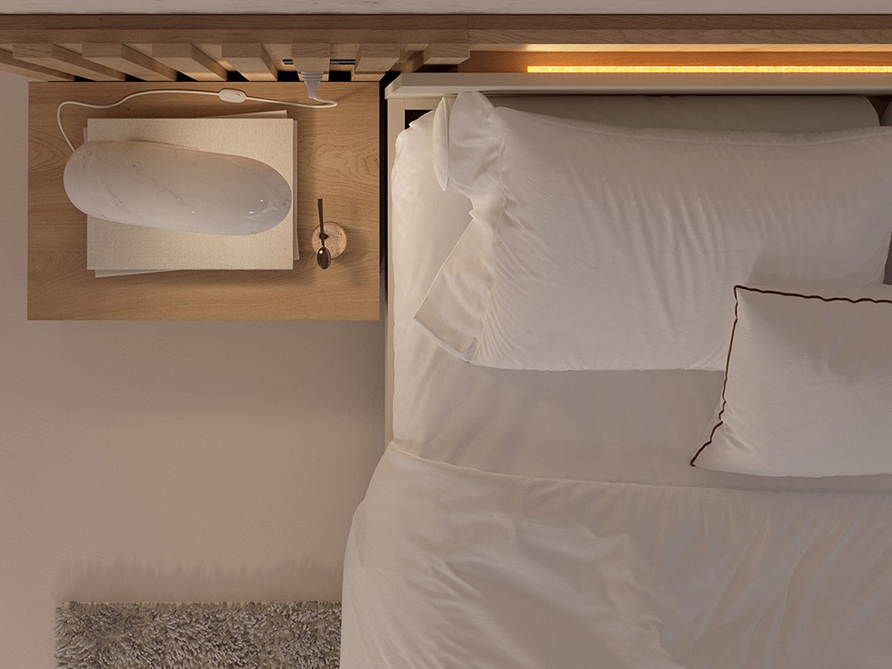 Dormitorio Evoque Tempo 21 con cabero corrido con luz led, mesitas de noche y bañera de Tegar Mobel - 4