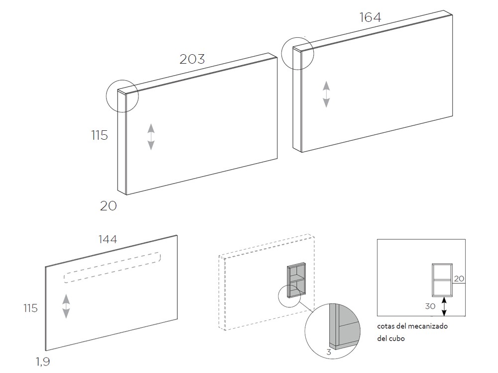 Dormitorio Repisa Liso Tempo 23 con cabecero en esquina, mesitas y bañera de Tegar Mobel - 5